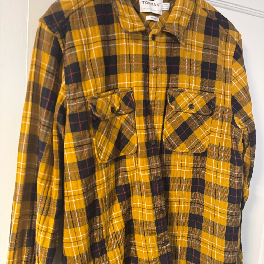 Topman Mustard and blue and red Plaid Casual overshirt